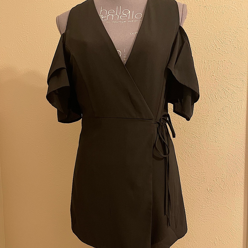She and Sky Cold Shoulder V-neck Romper
